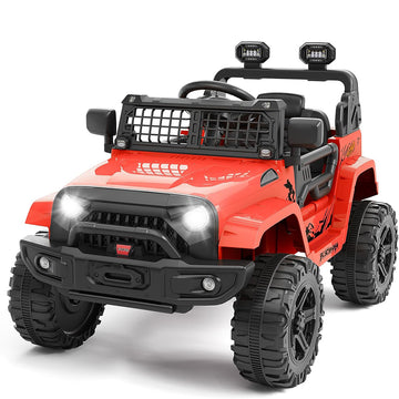 Garvee Ride P Series 12V Kids Electric Vehicles with Remote Control Spring Suspension, LED Lights, Bluetooth, 2 Speeds - Red