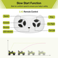 Garvee Ride P Series 12V Kids Electric Vehicles with Remote Control Spring Suspension, LED Lights, Bluetooth, 2 Speeds - Green