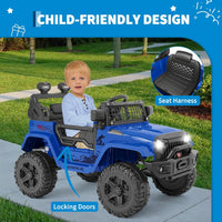 Garvee Ride P Series 12V Kids Electric Vehicles with Remote Control Spring Suspension, LED Lights, Bluetooth, 2 Speeds - Blue