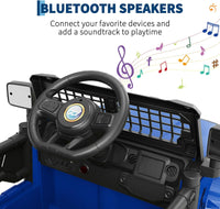 Garvee Ride P Series 12V Kids Electric Vehicles with Remote Control Spring Suspension, LED Lights, Bluetooth, 2 Speeds - Blue