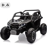 Garvee Ride - P Series: 24V Ride On Utv For Kids,2 Seater 4WD Electric Truck With Remote Control, High And Low Speed Adjustment, Led Lights, 4-wheel shock absorption,One Click Start, Music Player(Black) - Black