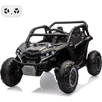 Garvee Ride - P Series: 24V Ride On Utv For Kids,2 Seater 4WD Electric Truck With Remote Control, High And Low Speed Adjustment, Led Lights, 4-wheel shock absorption,One Click Start, Music Player(Black)