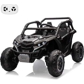 Garvee Ride - P Series: 24V Ride On Utv For Kids,2 Seater 4WD Electric Truck With Remote Control, High And Low Speed Adjustment, Led Lights, 4-wheel shock absorption,One Click Start, Music Player(Black)