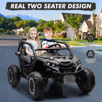 Garvee Ride - P Series: 24V Ride On Utv For Kids,2 Seater 4WD Electric Truck With Remote Control, High And Low Speed Adjustment, Led Lights, 4-wheel shock absorption,One Click Start, Music Player(Black)
