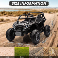 Garvee Ride - P Series: 24V Ride On Utv For Kids,2 Seater 4WD Electric Truck With Remote Control, High And Low Speed Adjustment, Led Lights, 4-wheel shock absorption,One Click Start, Music Player(Black)