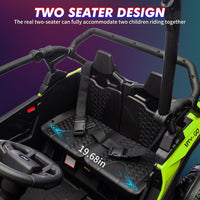 Garvee Ride - P Series: 24V Ride On Utv For Kids,2 Seater 4WD Electric Truck With Remote Control, High And Low Speed Adjustment, Led Lights,4-wheel shock absorption,One Click Start, Music Player (Green)