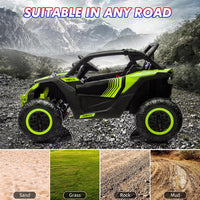 Garvee Ride - P Series: 24V Ride On Utv For Kids,2 Seater 4WD Electric Truck With Remote Control, High And Low Speed Adjustment, Led Lights,4-wheel shock absorption,One Click Start, Music Player (Green)