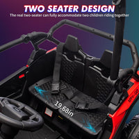 Garvee Ride - P Series: 24V Ride On Utv For Kids,2 Seater 4WD Electric Truck With Remote Control, High And Low Speed Adjustment, Led Lights,4-wheel shock absorption,One Click Start, Music Player (Red)