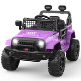 Garvee Ride P Series 12V Kids Electric Ride On Truck Car w/Parent Remote Control, Spring Suspension, LED Lights & AUX Port | Outdoor Ride Toy for Boys Girls 3+ Years - Purple
