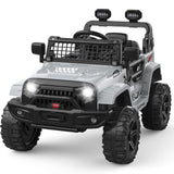 Garvee Ride P Series 12V Kids Electric Ride On Truck Car w/Parent Remote Control, Spring Suspension, LED Lights & AUX Port | Outdoor Ride Toy for Boys Girls 3+ Years - Grey