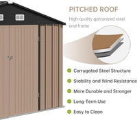 Garvee 12x10 FT Outdoor Storage Shed Galvanized Steel Lockable Doors Ventilated Sloped Roof Easy Assembly Patio Garden Backyard