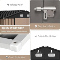 Garvee 12x10 FT Outdoor Storage Shed Galvanized Steel Lockable Doors Ventilated Sloped Roof Easy Assembly Patio Garden Backyard