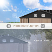 Garvee 12x10 FT Outdoor Storage Shed Galvanized Steel Lockable Doors Ventilated Sloped Roof Easy Assembly Patio Garden Backyard