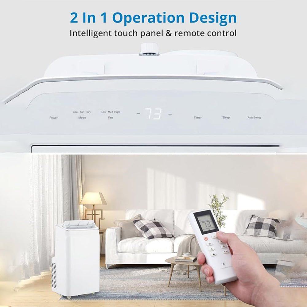 Garvee 12000 BTU Portable Air Conditioner with Remote Control – 3-In-1 Cool, Fan, and Dry Functions, Fast Cooling for Up to 550 Sq. Ft., Low Noise, Sleep Mode, and 24-Hour Timer