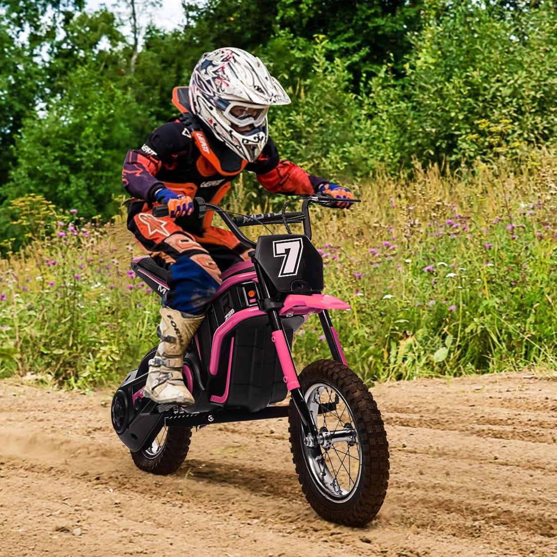 Garvee Ride - T Series: 24V-10A 350W Ride On Electric Dirt Bike For Kids Ages 13+, 14.29MPH, 3-Speed - Pink-7