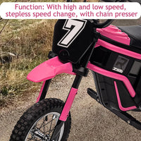 Garvee Ride - T Series: 24V-10A 350W Ride On Electric Dirt Bike For Kids Ages 13+, 14.29MPH, 3-Speed - Pink-7