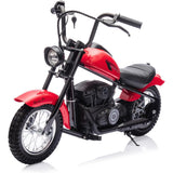 Garvee Ride - T Series: 24V Kids Electric Dirt Bike 250W Motor 2 Speeds Leather Seat LED Light 150lbs Capacity Off-Road Trail Ride - Red