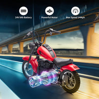 Garvee Ride - T Series: 24V Kids Electric Dirt Bike 250W Motor 2 Speeds Leather Seat LED Light 150lbs Capacity Off-Road Trail Ride