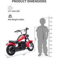 Garvee Ride - T Series: 24V Kids Electric Dirt Bike 250W Motor 2 Speeds Leather Seat LED Light 150lbs Capacity Off-Road Trail Ride