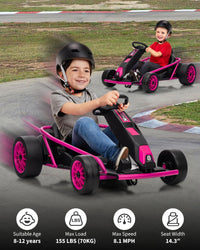 Garvee 24V 9Ah Kids Ride On Go Kart Toy,High Speed 8.1MPH Drifting Car with 2x300W Motors,14.3" XL Seat,Full Metal Frame,Music,Power Display,Max Load 155Lbs Racing for Kids 8-12 Years - Rose