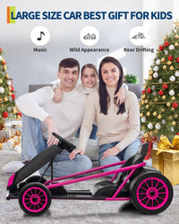 Garvee 24V 9Ah Kids Ride On Go Kart Toy,High Speed 8.1MPH Drifting Car with 2x300W Motors,14.3" XL Seat,Full Metal Frame,Music,Power Display,Max Load 155Lbs Racing for Kids 8-12 Years - Rose