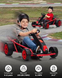 Garvee 24V 9Ah Kids Ride On Go Kart Toy,High Speed 8.1MPH Drifting Car with 2x300W Motors,14.3" XL Seat,Full Metal Frame,Music,Power Display,Max Load 155Lbs Racing for Kids 8-12 Years - Red