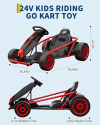Garvee 24V 9Ah Kids Ride On Go Kart Toy,High Speed 8.1MPH Drifting Car with 2x300W Motors,14.3" XL Seat,Full Metal Frame,Music,Power Display,Max Load 155Lbs Racing for Kids 8-12 Years - Red