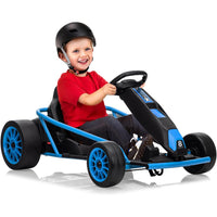 Garvee 24V 9Ah Kids Ride On Go Kart Toy,High Speed 8.1MPH Drifting Car with 2x300W Motors,14.3" XL Seat,Full Metal Frame,Music,Power Display,Max Load 155Lbs Racing for Kids 8-12 Years - Blue