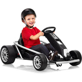 Garvee 24V 9Ah Kids Ride On Go Kart Toy,High Speed 8.1MPH Drifting Car with 2x300W Motors,14.3" XL Seat,Full Metal Frame,Music,Power Display,Max Load 155Lbs Racing for Kids 8-12 Years - White - White