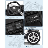 Garvee 24V 9Ah Kids Ride On Go Kart Toy,High Speed 8.1MPH Drifting Car with 2x300W Motors,14.3" XL Seat,Full Metal Frame,Music,Power Display,Max Load 155Lbs Racing for Kids 8-12 Years - White