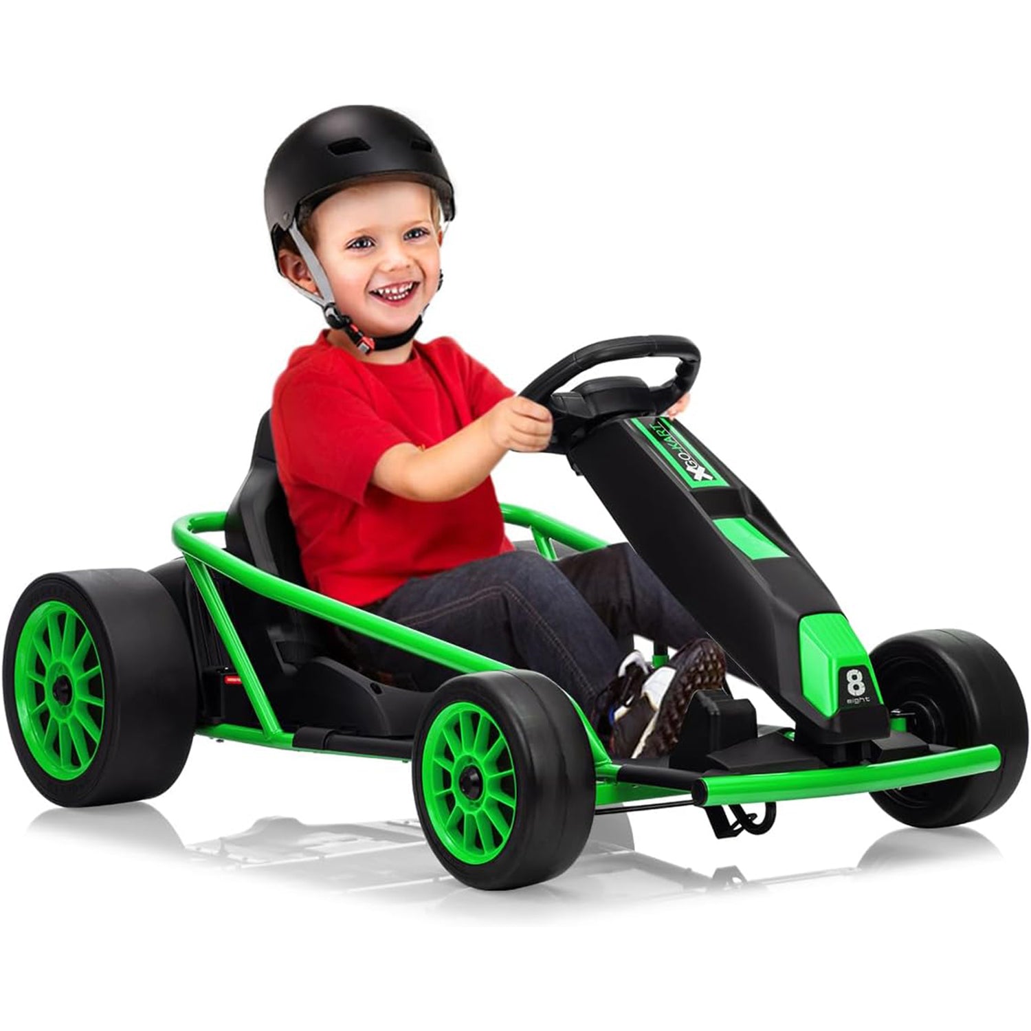 Garvee24V 9Ah Kids Ride On Go Kart Toy,High Speed 8.1MPH Drifting Car with 2x300W Motors,14.3" XL Seat,Full Metal Frame,Music,Power Display,Max Load 155Lbs Racing for Kids 8-12 Years - Green