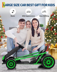 Garvee24V 9Ah Kids Ride On Go Kart Toy,High Speed 8.1MPH Drifting Car with 2x300W Motors,14.3" XL Seat,Full Metal Frame,Music,Power Display,Max Load 155Lbs Racing for Kids 8-12 Years - Green