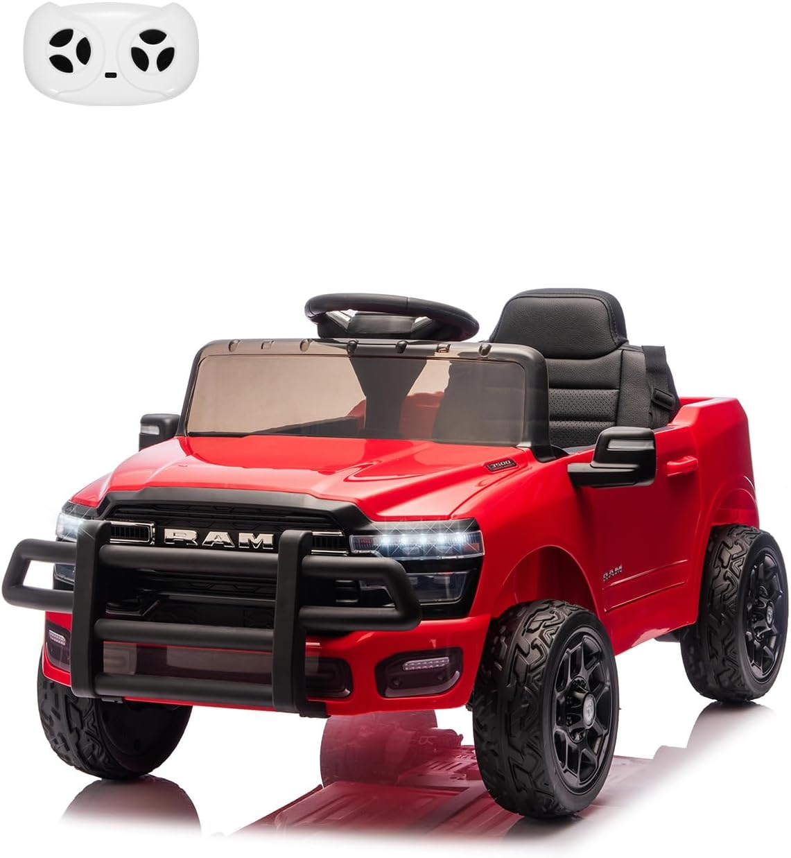 Garvee Kids Ride On Car RAM 12V Electric Truck with Remote Control, Spring Suspension, LED Lights, Music, Wide Seat, All-Terrain, for Toddlers Outdoor Play