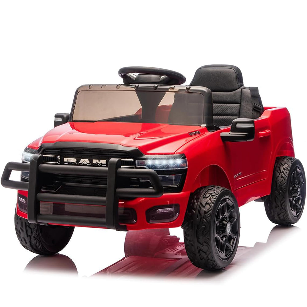 Garvee Kids Ride On Car RAM 12V Electric Truck with Remote Control, Spring Suspension, LED Lights, Music, Wide Seat, All-Terrain, for Toddlers Outdoor Play