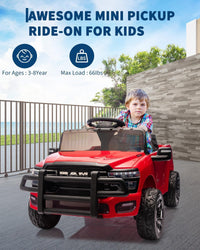 Garvee Kids Ride On Car RAM 12V Electric Truck with Remote Control, Spring Suspension, LED Lights, Music, Wide Seat, All-Terrain, for Toddlers Outdoor Play