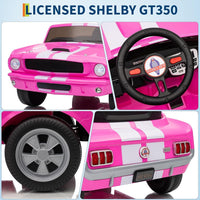 Garvee 24V 7AH 2-Seater Ride-On Car for Kids with Remote Control, Dual Safety Belts, 2-Speed, LED Lights, Music, Pink, Licensed Shelby GT350, Outdoor Play