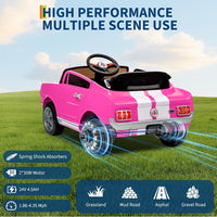 Garvee 24V 7AH 2-Seater Ride-On Car for Kids with Remote Control, Dual Safety Belts, 2-Speed, LED Lights, Music, Pink, Licensed Shelby GT350, Outdoor Play