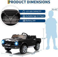 Garvee 24V 7AH 2-Seater Ride-On Car Kids Remote Control Dual Safety Belts 2-Speed LED Lights Music Black