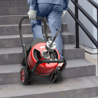 Garvee Powerful 100Ft x 3/4 Inch Electric Drain Cleaning Machine – 750W Auto-Feed Sewer Snake – 6 Cutter Heads – Air-Activated Foot Switch – For 4"-8" Pipes – Professional Plumbing Tool – Red Color