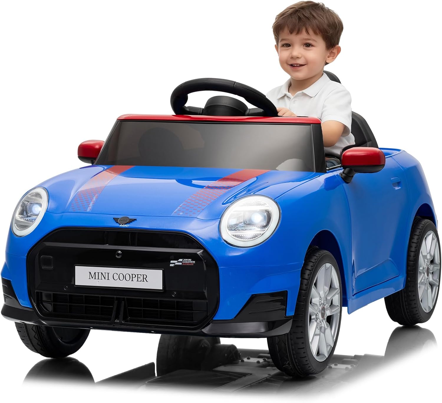 Garvee 12V BMW Mini Cooper Licensed Electric Ride-on Car for Kid, Powered by 4.5Ah Battery, Includes Positive Energy Charger, Wheels, Remote Control with Factory-Paired Code