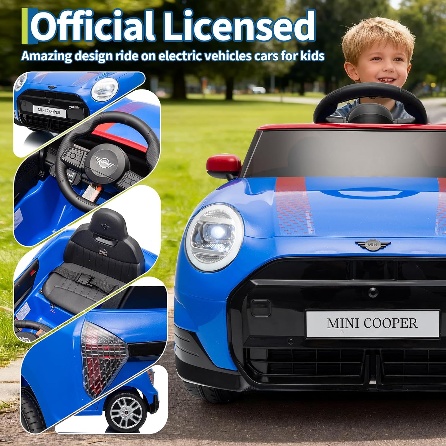 Garvee 12V BMW Mini Cooper Licensed Electric Ride-on Car for Kid, Powered by 4.5Ah Battery, Includes Positive Energy Charger, Wheels, Remote Control with Factory-Paired Code