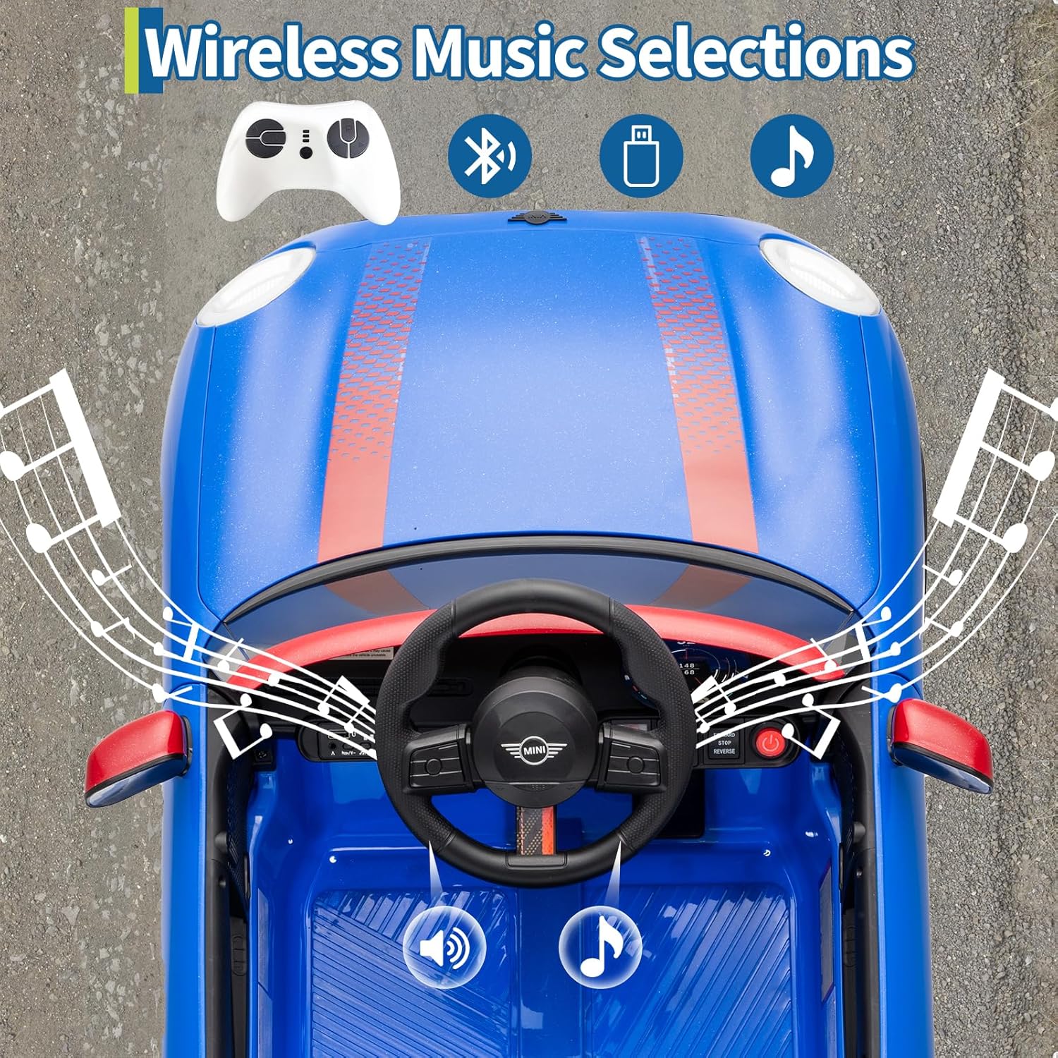 Garvee 12V BMW Mini Cooper Licensed Electric Ride-on Car for Kid, Powered by 4.5Ah Battery, Includes Positive Energy Charger, Wheels, Remote Control with Factory-Paired Code