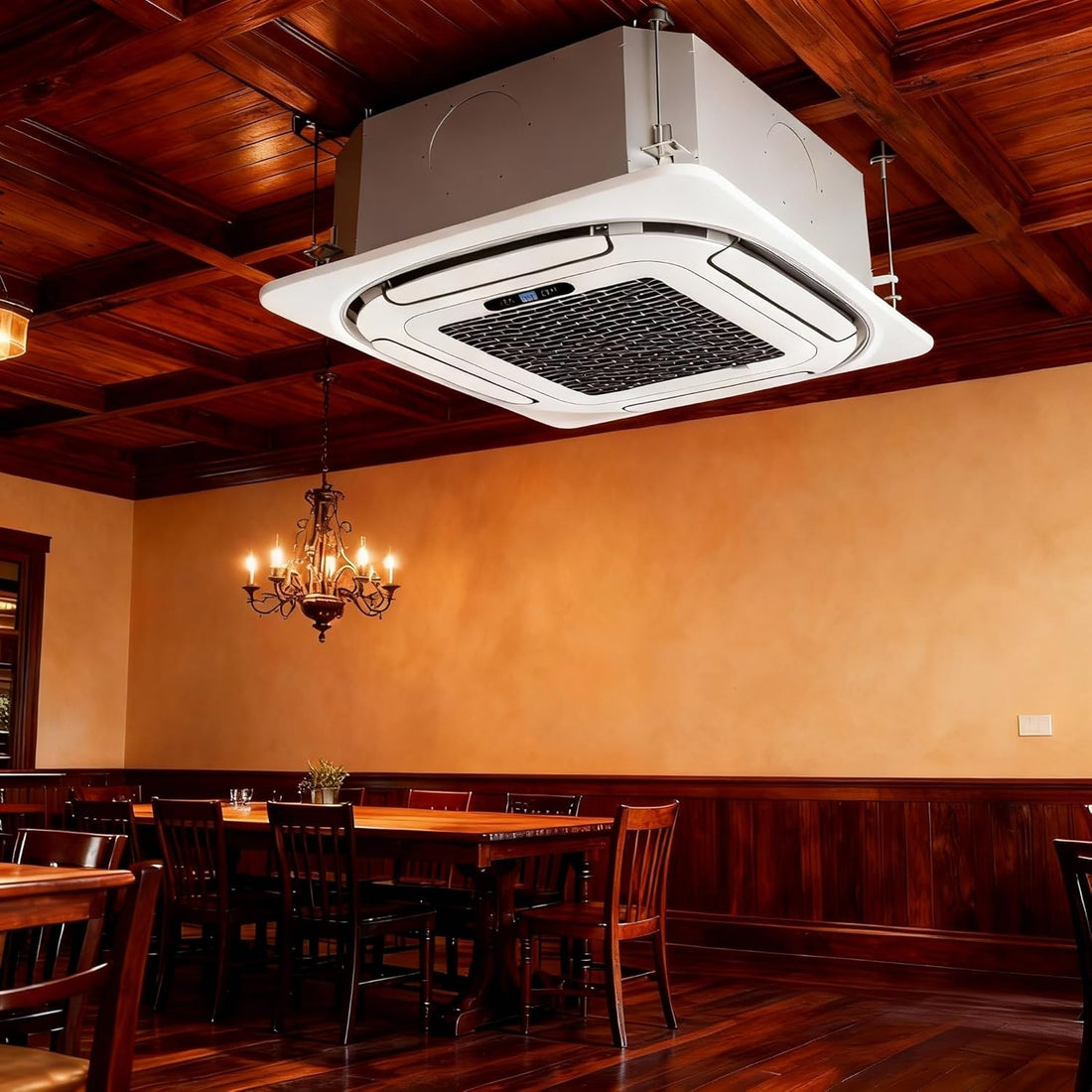 Garvee 9000 BTU Ceiling Cassette Mini Split AC, 8-Way 360° Airflow, Remote Controller, Ductless Cooling&Heating Ceiling Air Conditioner, 208/230V, 25ft Kit