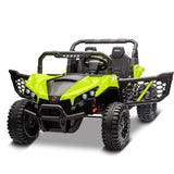 Garvee 24V Ride On Car Electric Off-Road UTV Truck with Remote Control, Lockable Doors, Safety Belt, PP+Metal, LED Lights, Music Player, Blue, Kids Outdoor Fun - Blue - Green