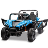 Garvee 24V Ride On Car Electric Off-Road UTV Truck with Remote Control, Lockable Doors, Safety Belt, PP+Metal, LED Lights, Music Player, Blue, Kids Outdoor Fun - Blue - Blue