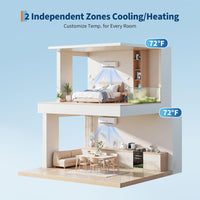 Garvee 20000 BTU OTD Dual Zone WIFI Mini Split AC Heating System, 20 SEER2, 2 Zone 12000+12000 BTU, Ductless, Pre-Charged Condenser, Heat Pump, 25Ft Copper Line, 208-230V