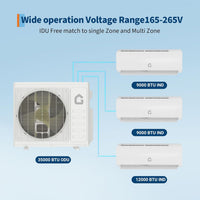 Garvee 35K BTU 3 Zone Mini Split AC Heating System, 19 SEER2 208-230V, Pre-Charged Condenser, Multi-Room Cooling & Heating, Black
