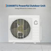 Garvee 35K BTU 3 Zone Mini Split AC Heating System, 19 SEER2 208-230V, Pre-Charged Condenser, Multi-Room Cooling & Heating, Black