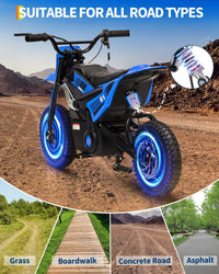Garvee 24V Electric Dirt Bike for Kids 350W Motor, Rear Suspension, Leather Seat, Bluetooth Music, 12" Tires, Ages 10+, Outdoor Riding