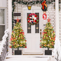 Garvee 4.5ft Christmas Tree with 300 LED Lights, 8 Lighting Modes, Pre-Lit Artificial Fiber Optic Xmas Tree, Potted Christmas Tree Decoration for Home, Office, and Hallways - 2 PCS